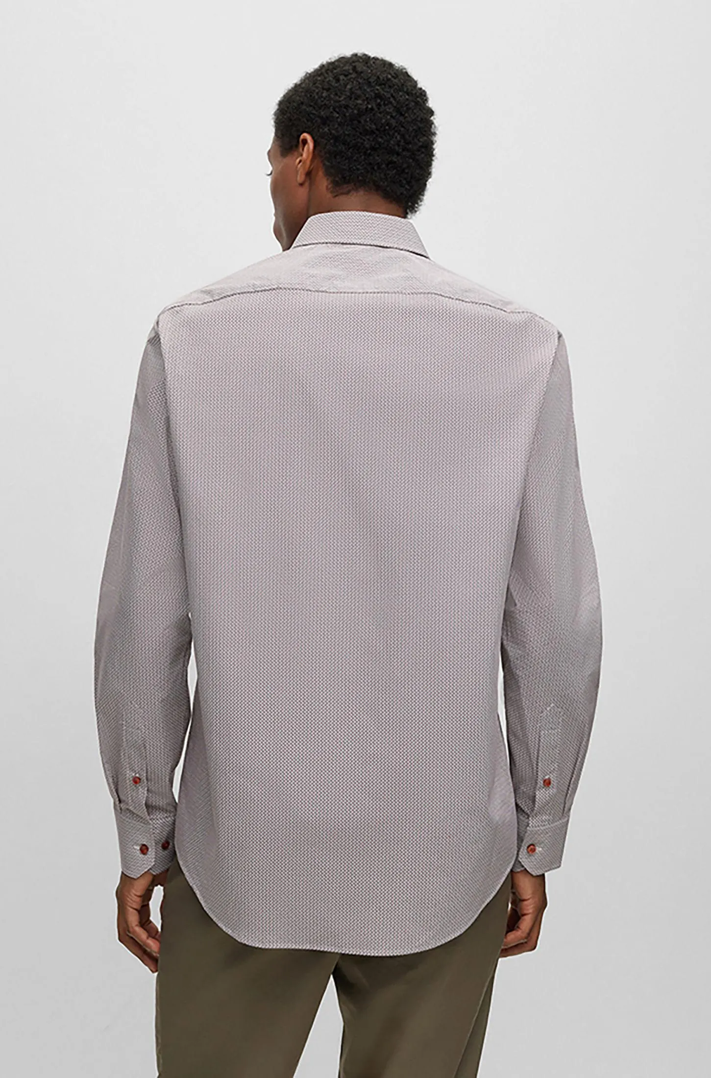 Camisa Regular Fit De Algodón Elástico Con Estampado Hombre