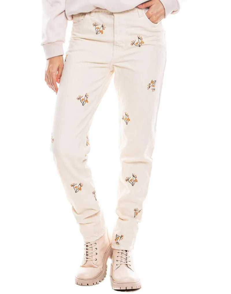 Pantalón Straight Medium Waist Con Bordados