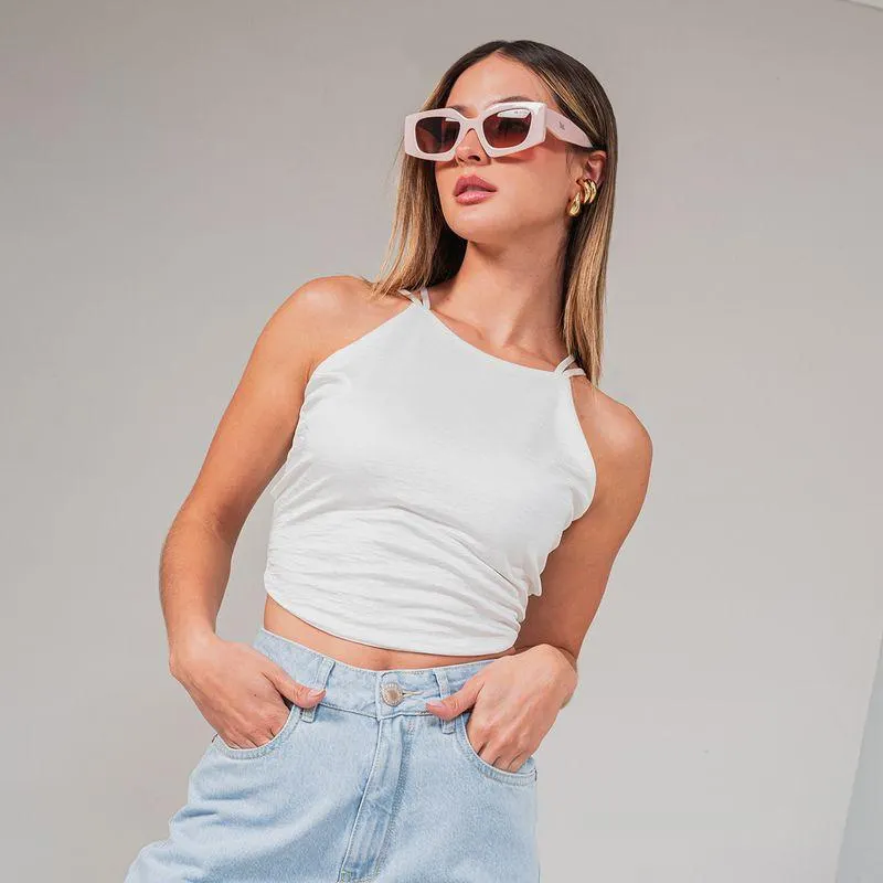 Blusa Ajustada Corta Tiras Grosera