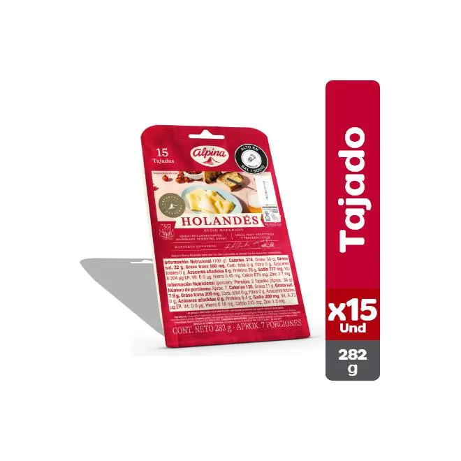Queso Holandés Alpina 15 Tajadas 282 g