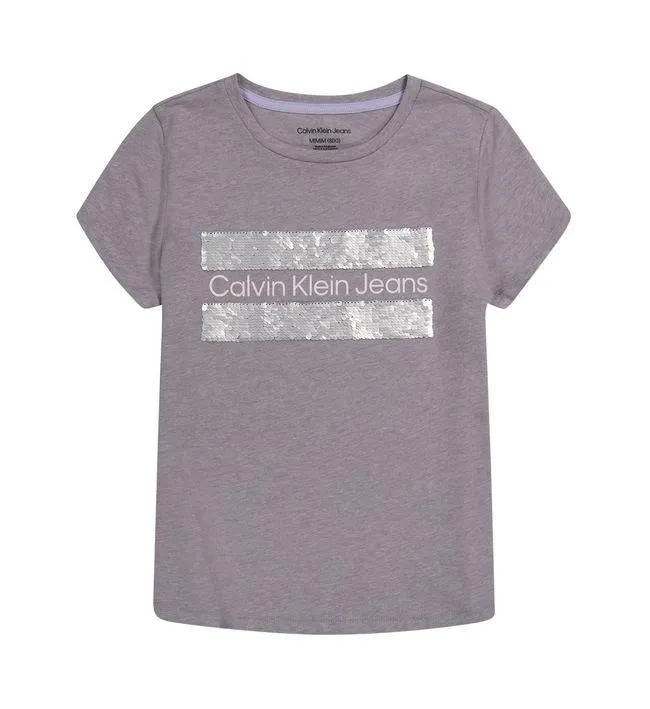 Camiseta Manga Corta Niña Gris Calvin Klein