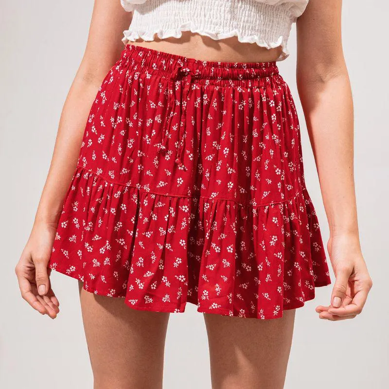 Falda Linea A Corta Talle Alto Blossom