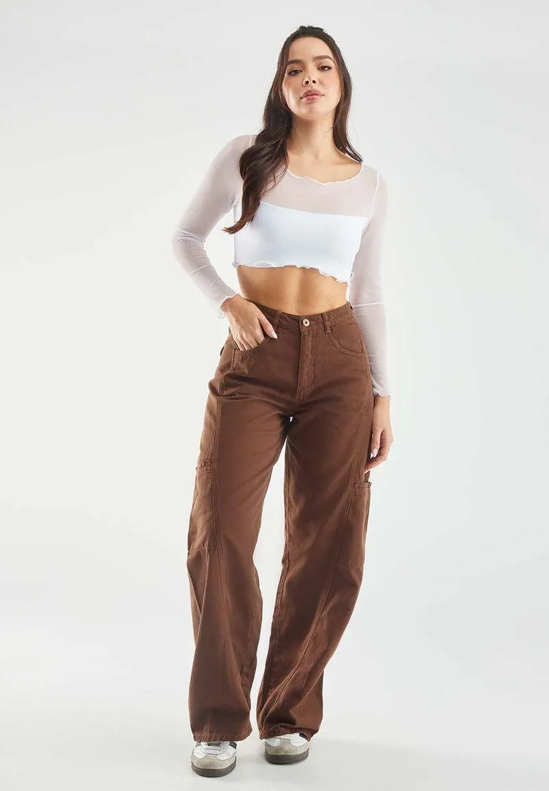 Jean retrojean chocolate y tiro alto para mujeres