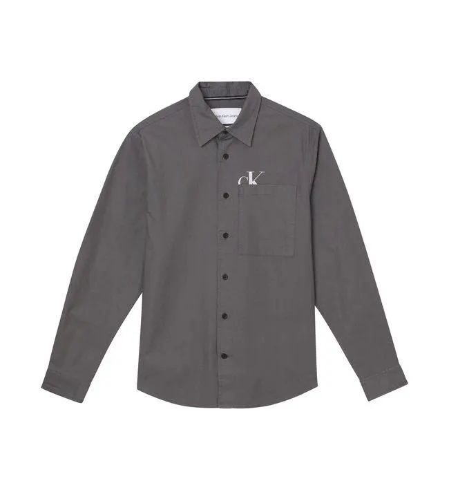 Camisa Gris Manga Larga Con Logo para Hombre Calvin Klein
