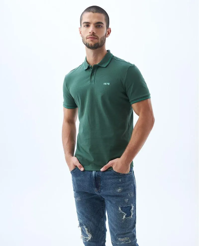 Polo con cuello tejido para hombre