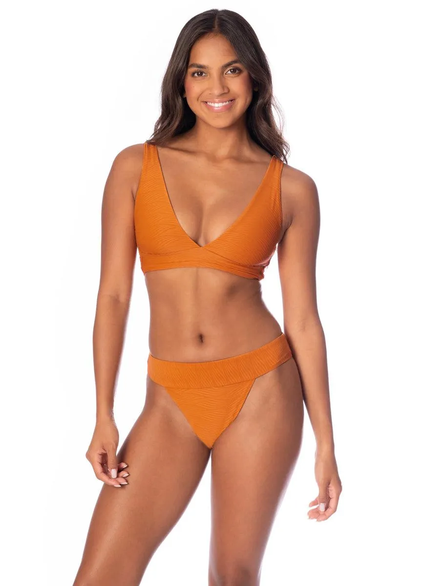 Wavy Chestnut Allure Long Line Triangle Bikini Top