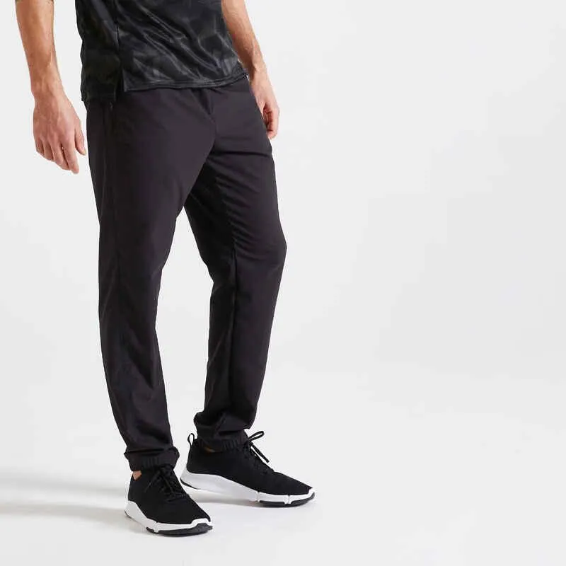 Pantalón Fitness Hombre Negro Básico Transpirable Regular