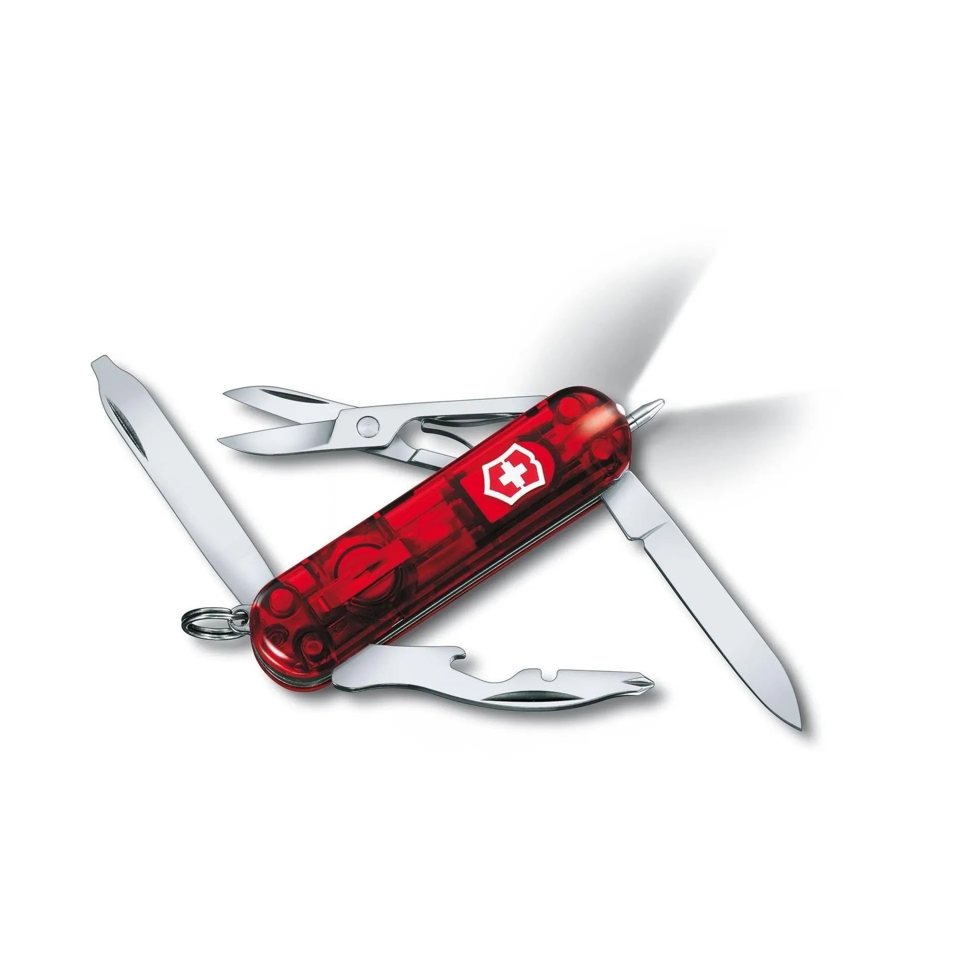 NAVAJA VICTORINOX MIDNITE MANAGER, ROJO TRANSLUCIDO 0.6366.T