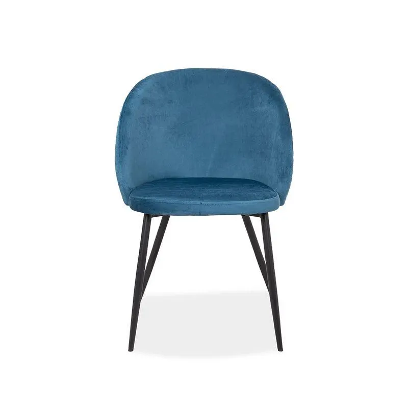 Silla De Comedor Noelia Terciopelo Azul/Base Metal Negro