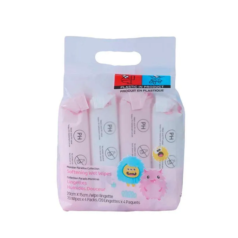 Toallitas Húmedas Suavizantes 20 Toallitas X 4 Unidade s Monster Paradise Collection