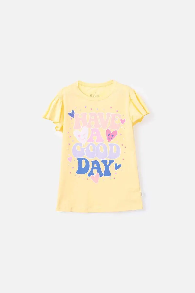 Camiseta de niña, manga corta amarilla de Mic