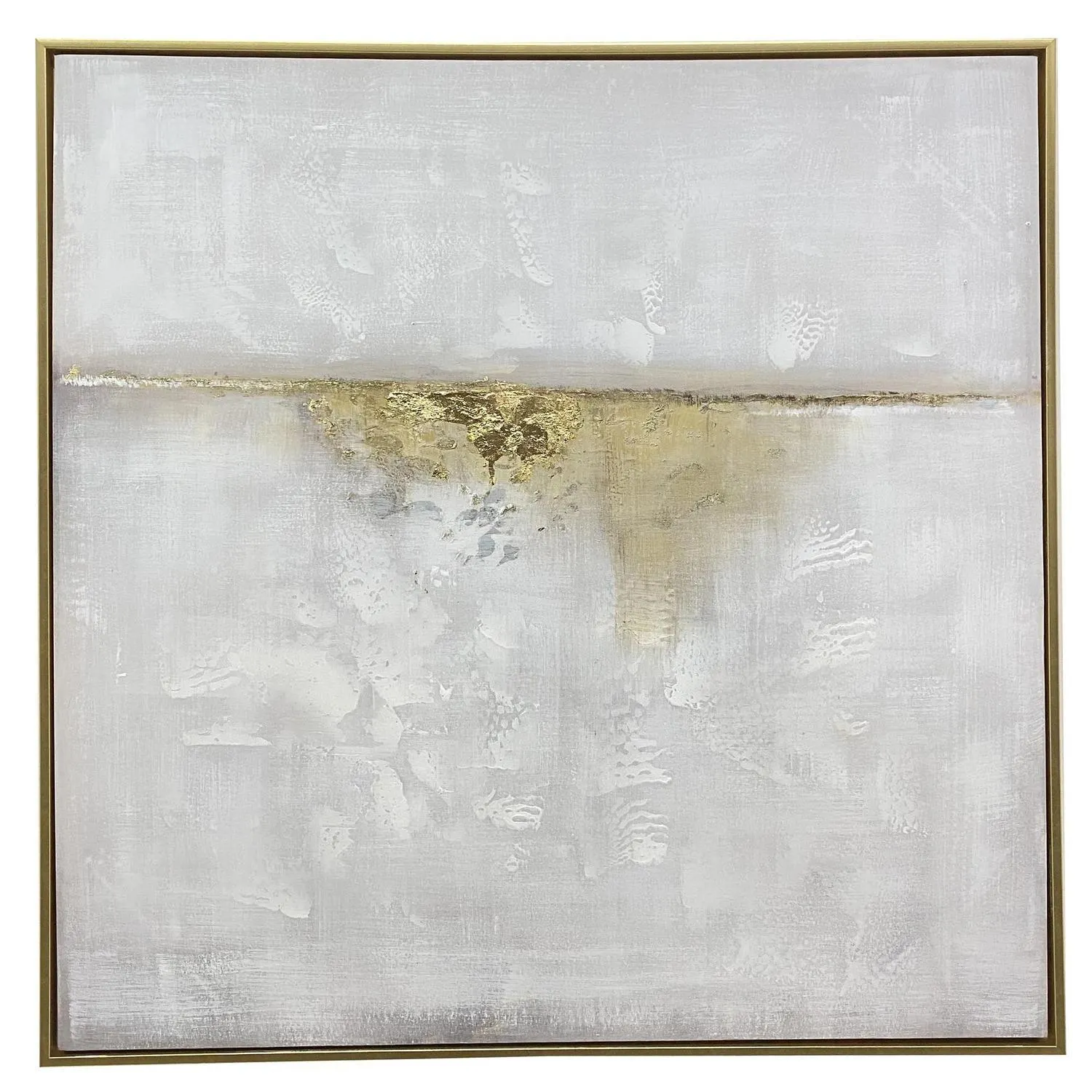 Cuadro 80X3.5X80 Oro, Blanco Soft Abstract