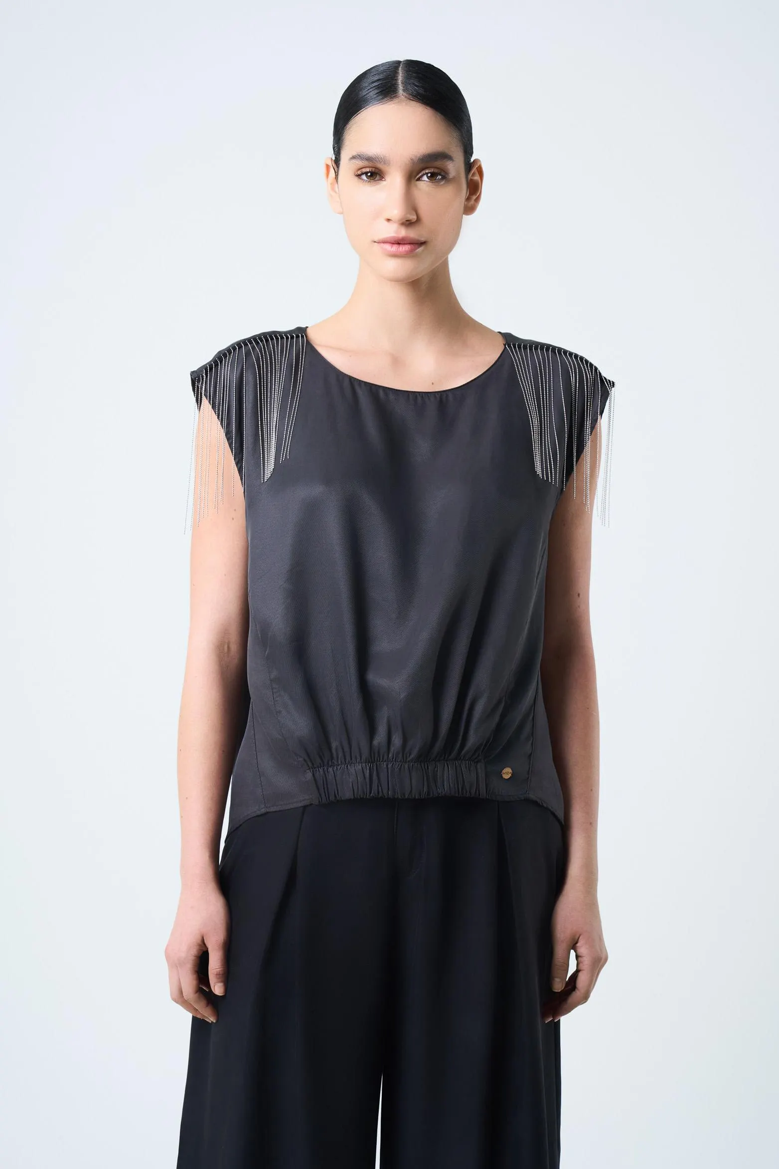 Camisa Hydra manga sisa para mujer flecos millaré