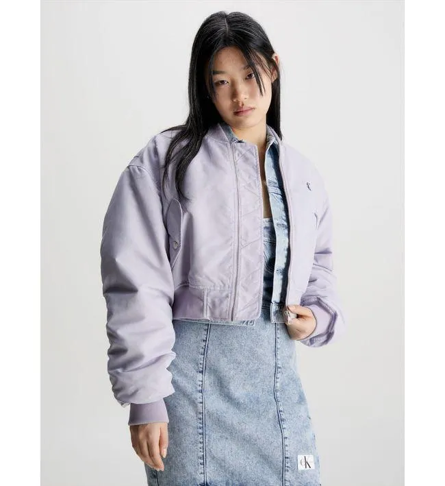 Chaqueta Negro Bomber Ligeramente Acolchada