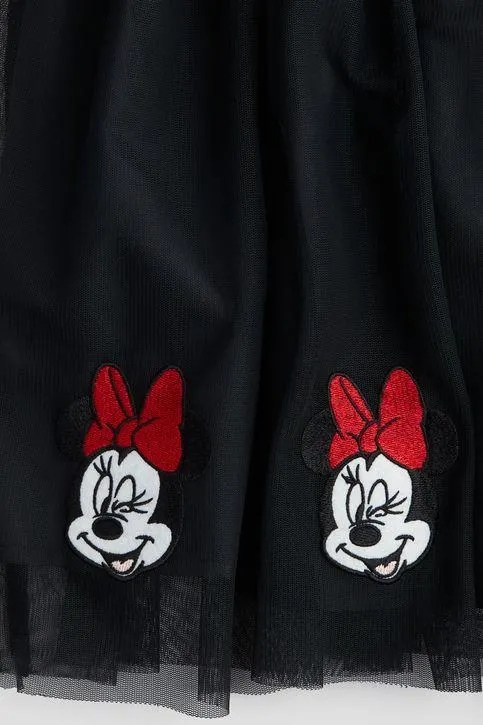 Vestido con motivo estampado y falda de tul