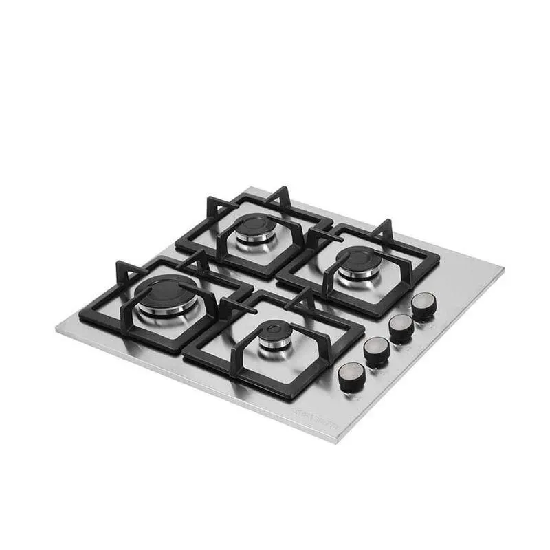 Estufa de empotrar en acero inoxidable de cuatro puestos de 52cm gas natural