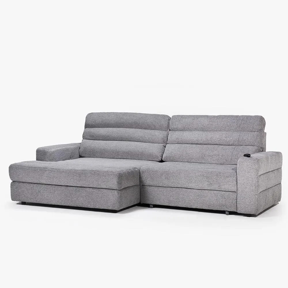 Sofá En L Electrico Nova Izquierdo Gris