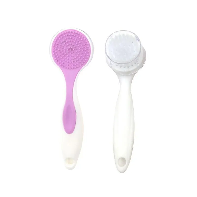 Cepillo de Limpieza Facial Doble Cara Cerdas y Silicon Pink Me Lila
