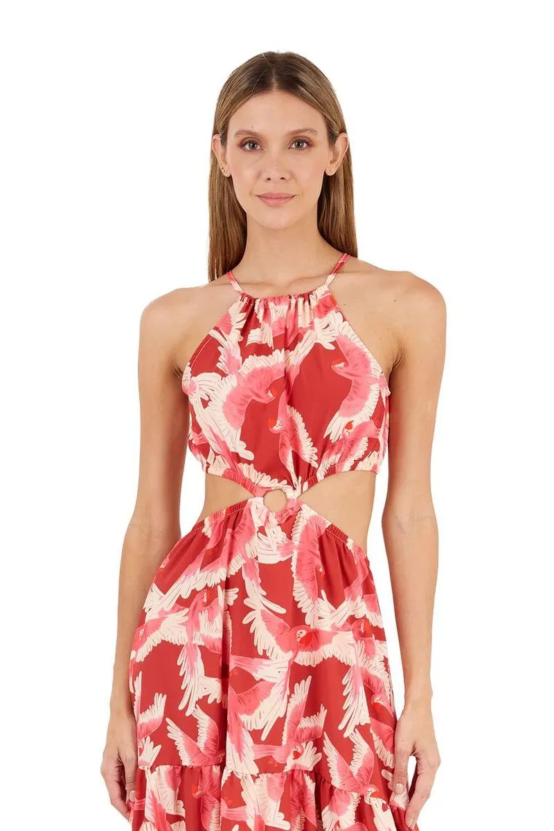 Vestido Largo Estampado Rojo para mujer Sia