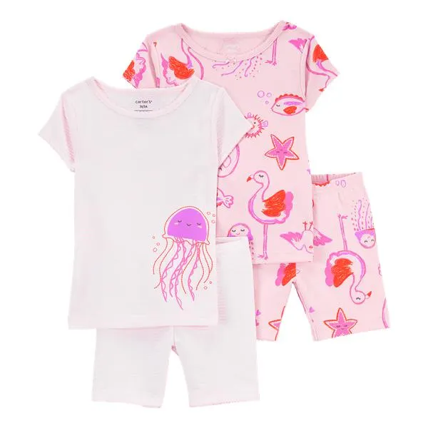 Set Pijamas 4 Piezas Medusa y Flamencos Niñas - Carter's