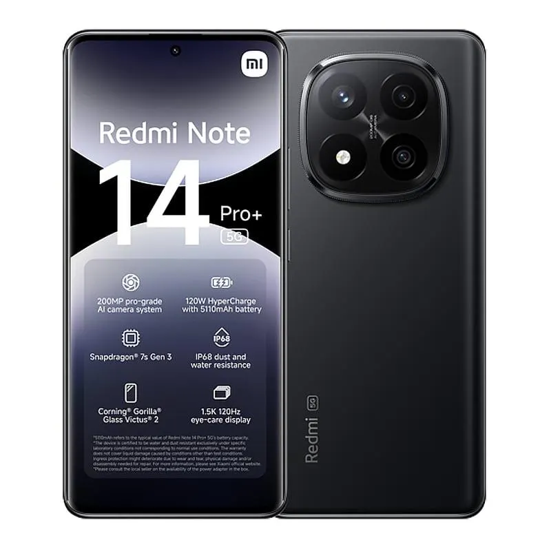 Celular Xiaomi Redmi Note 14 PRO PLUS 5G 512GB 12GB RAM Negro