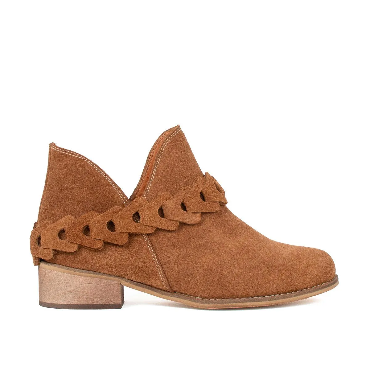 Botín de cuero carnaza color miel, para dama