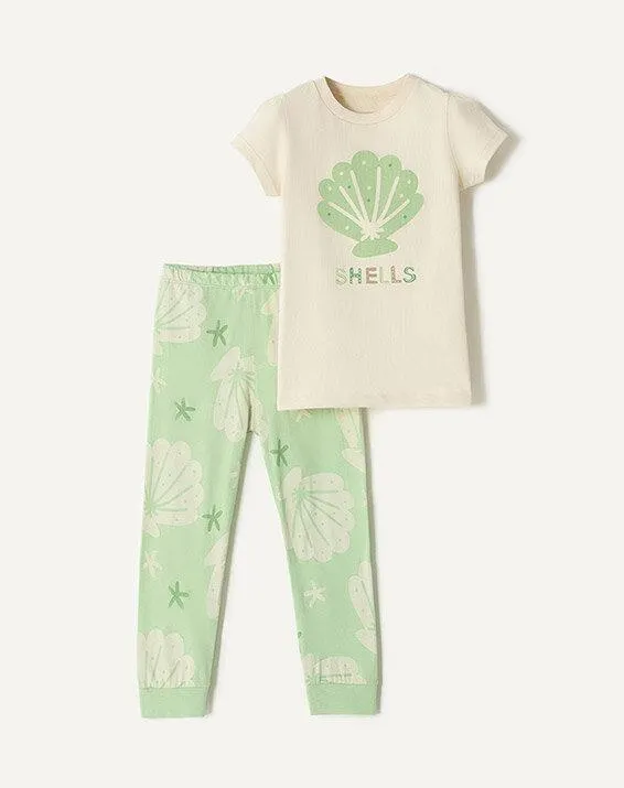 pijama sunshine niña verde estampado 9-12m