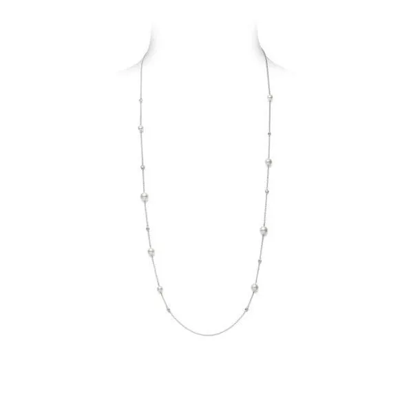 Collar mikimoto Station, oro blanco 18K, perlas Akoya y diamantes