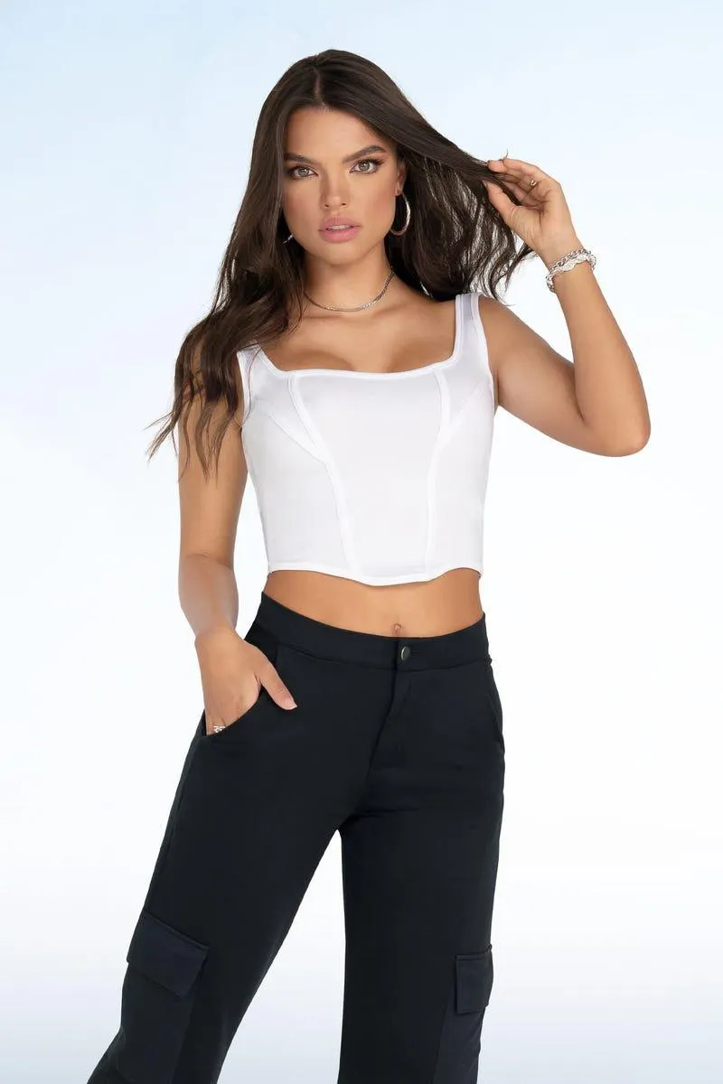 CROP TOP MANGA SISA Blanco