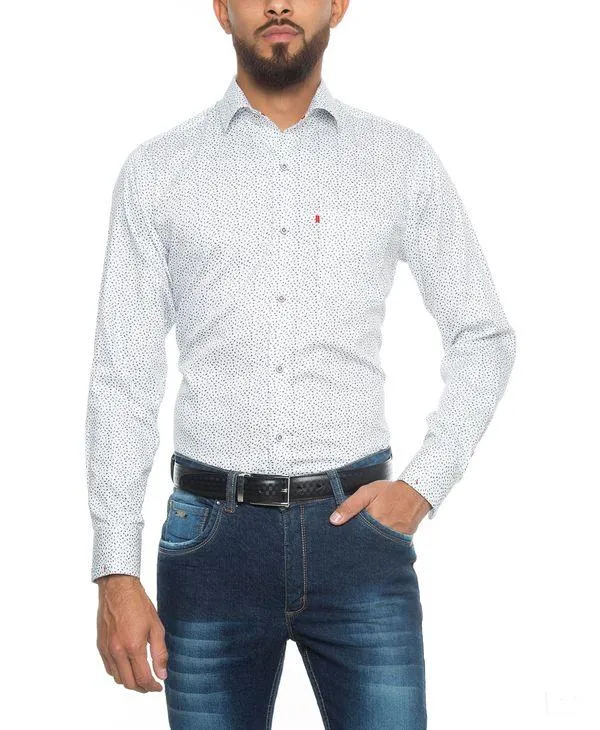 Camisa Casual Plymouth Blanca Estampada