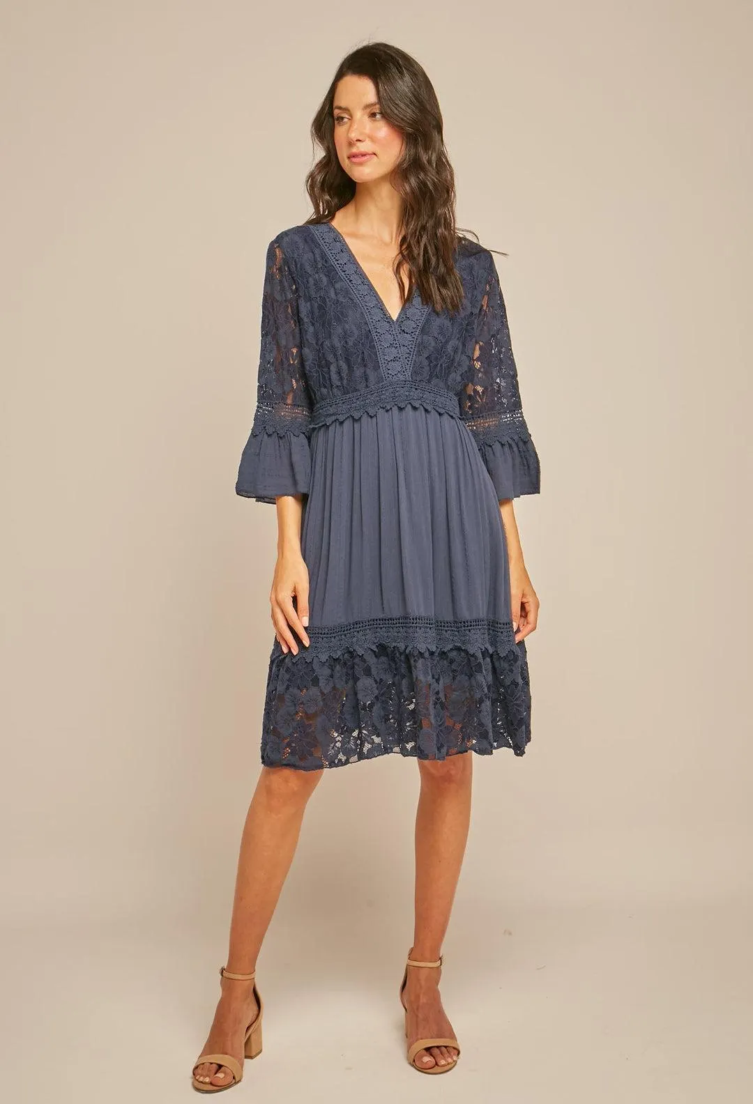 Vestido Corto Encaje Mujer - SALE