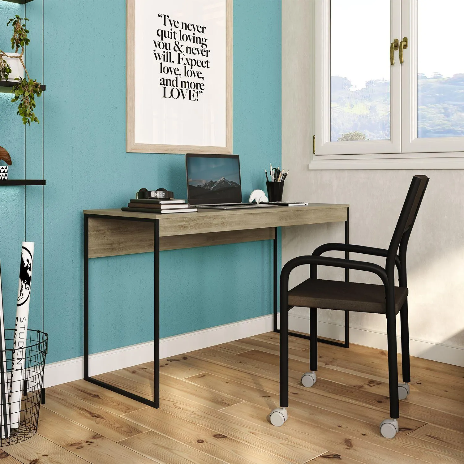 Escritorio Jax Natural, Negro