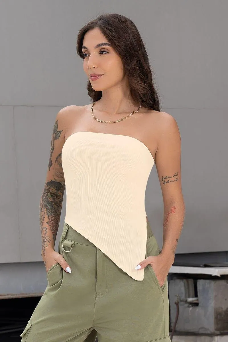 CAMISETA STRAPLESS Marfil