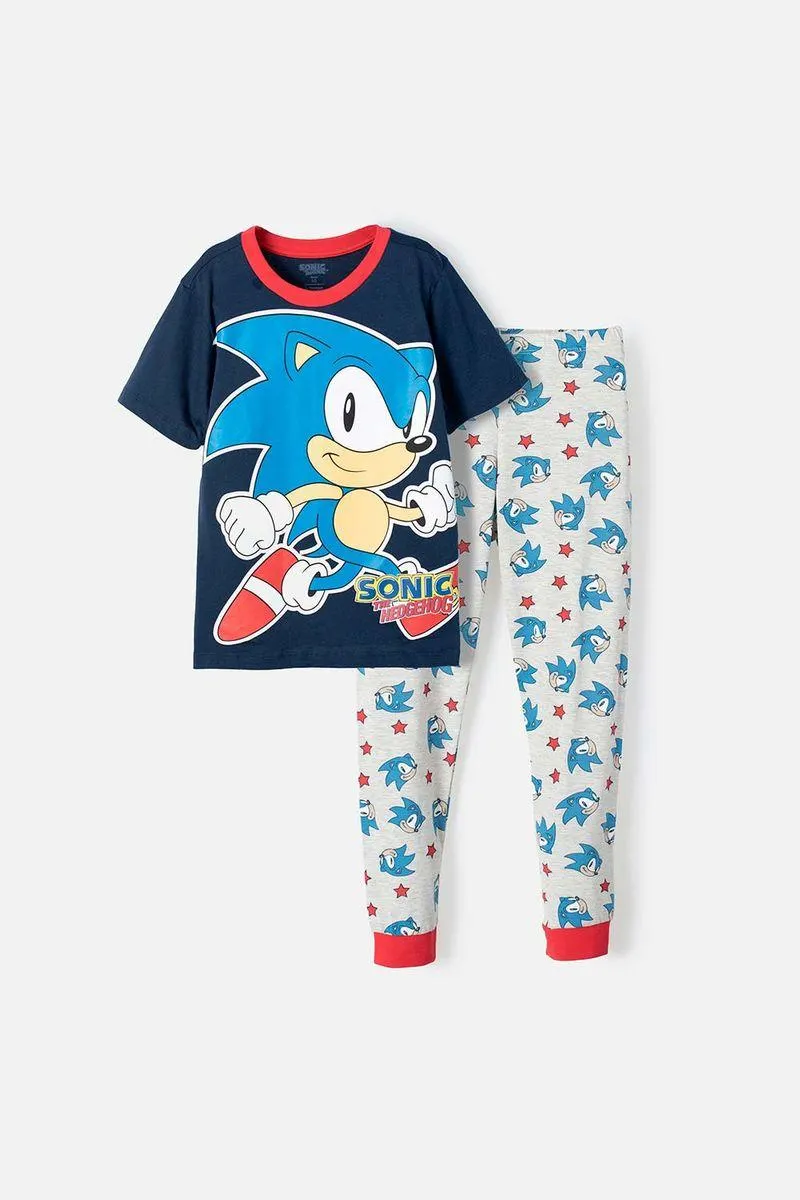 Pijama de Sonic azul y gris de pantalón largo para niño