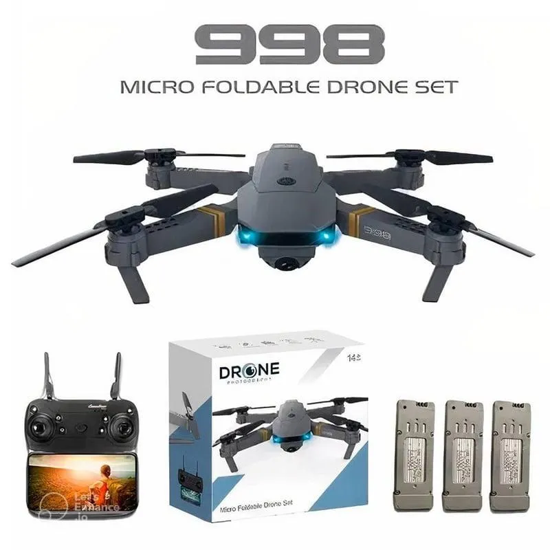 Drone 998 Pro plegable Doble Cámara + 3 Baterías