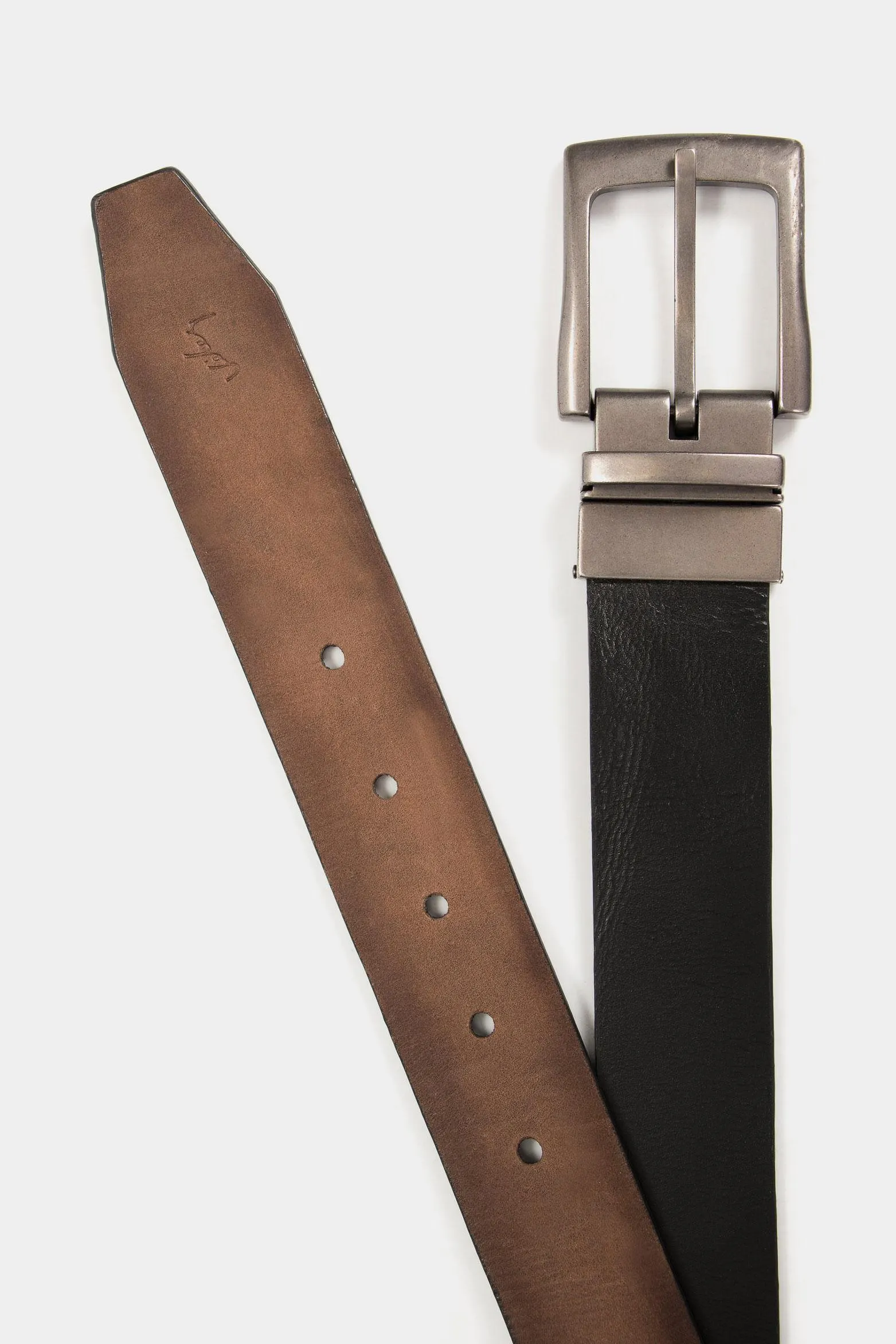 Cinturón doble faz dobra de cuero para hombre vintage