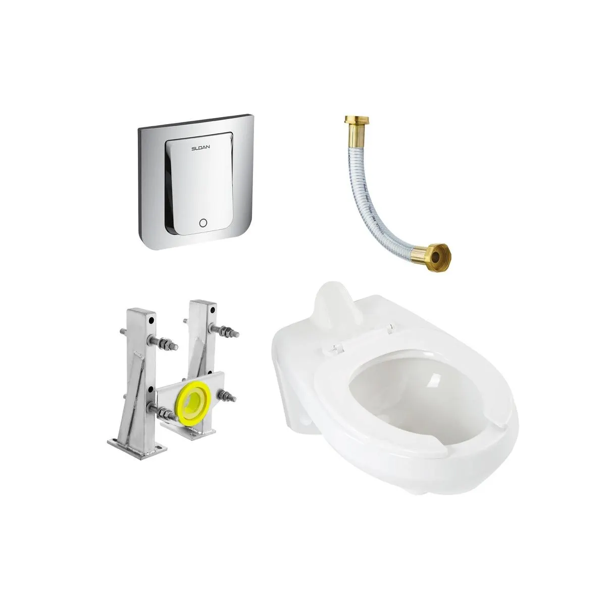 Kit Taza Erie entrada posterior con fluxómetro Tru Flush push