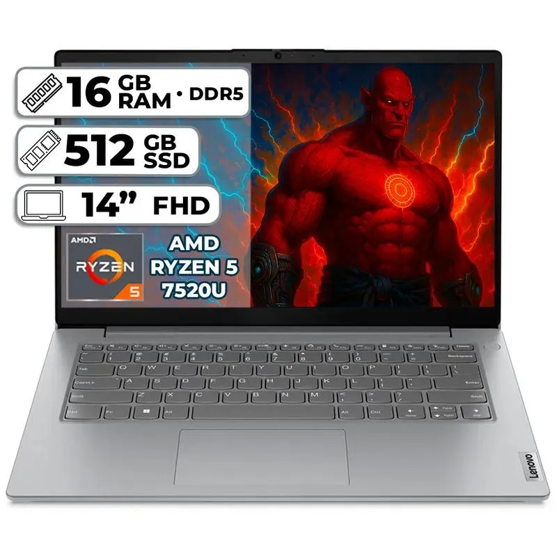 PORTÁTIL LENOVO AMD RYZEN 5 7520U 16GB LPDDR5 512GB SSD 14" FHD