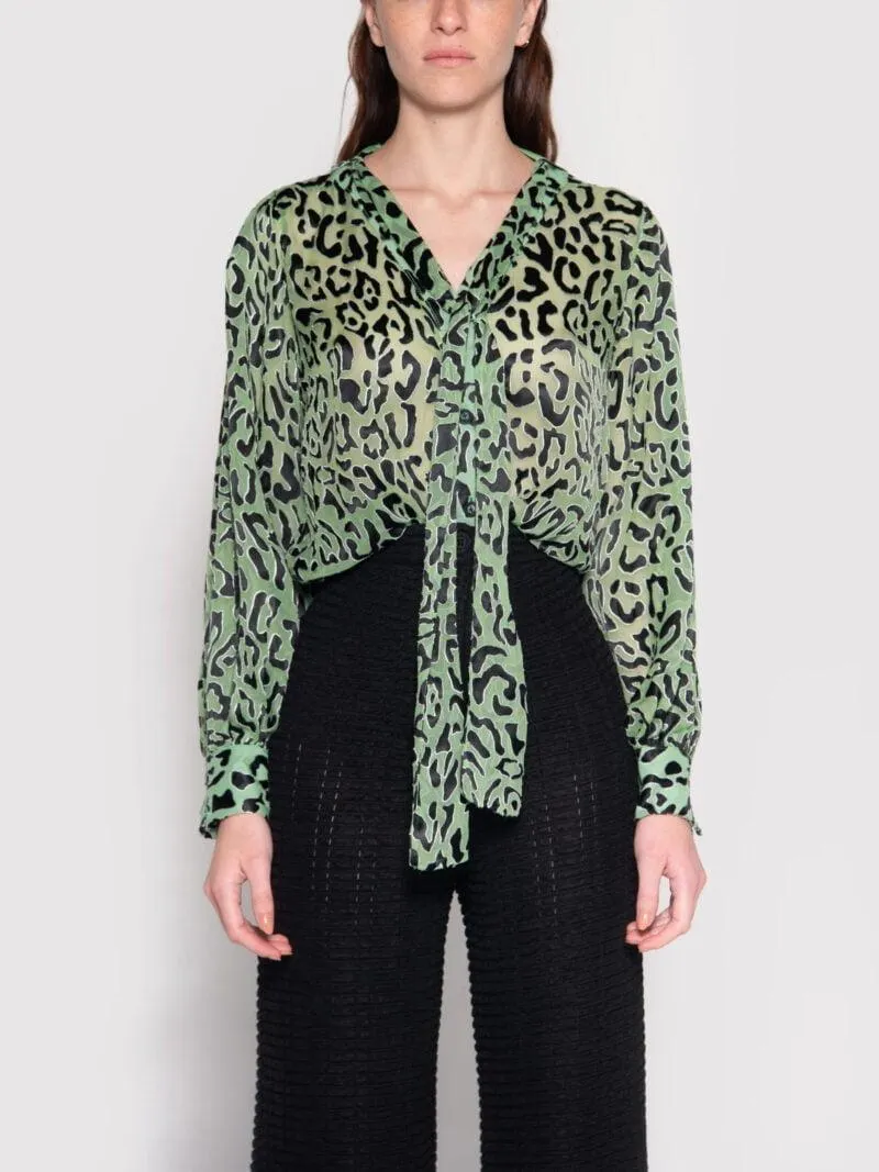 ASTERIA BLOUSE GREEN LEOPARD