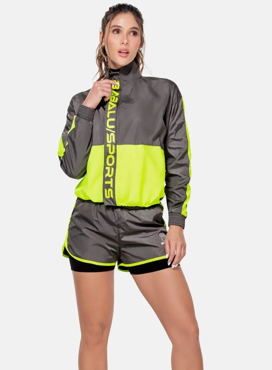 CHAQUETA DEPORTIVA MUJER TELA SEMI - IMPERMEABLE ESTAMPADA TALLA S -M