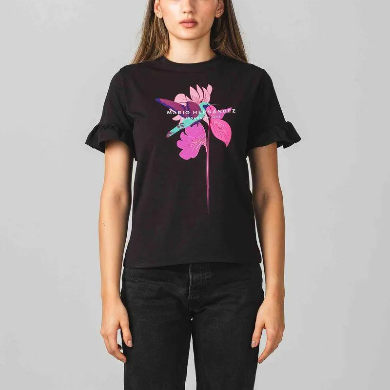 Camiseta aves del paraiso esmeralda negro Tierra Arriba