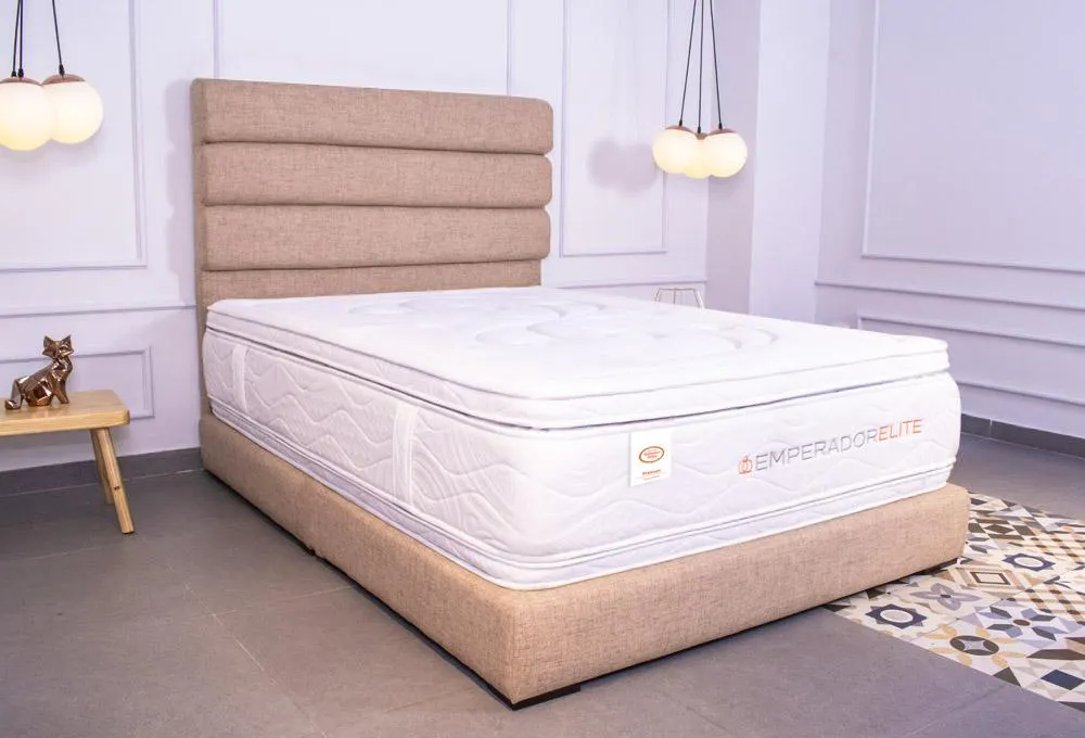 Combo Colchón Emperador Vali + Cabecero + Base Cama Beige