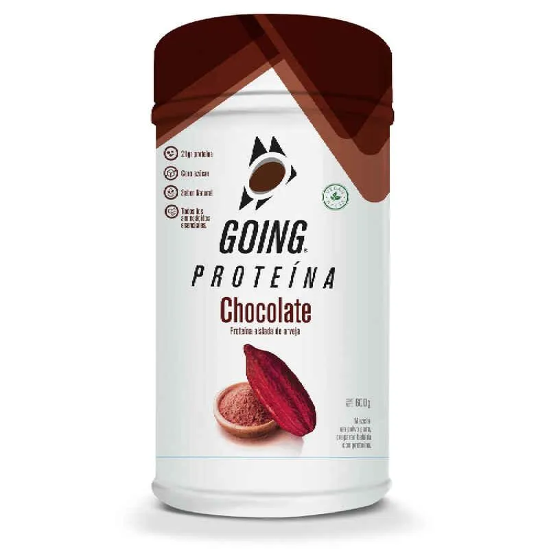 Tarro de proteína de 600gr con 60gr de proteína sabor a chocolate Going