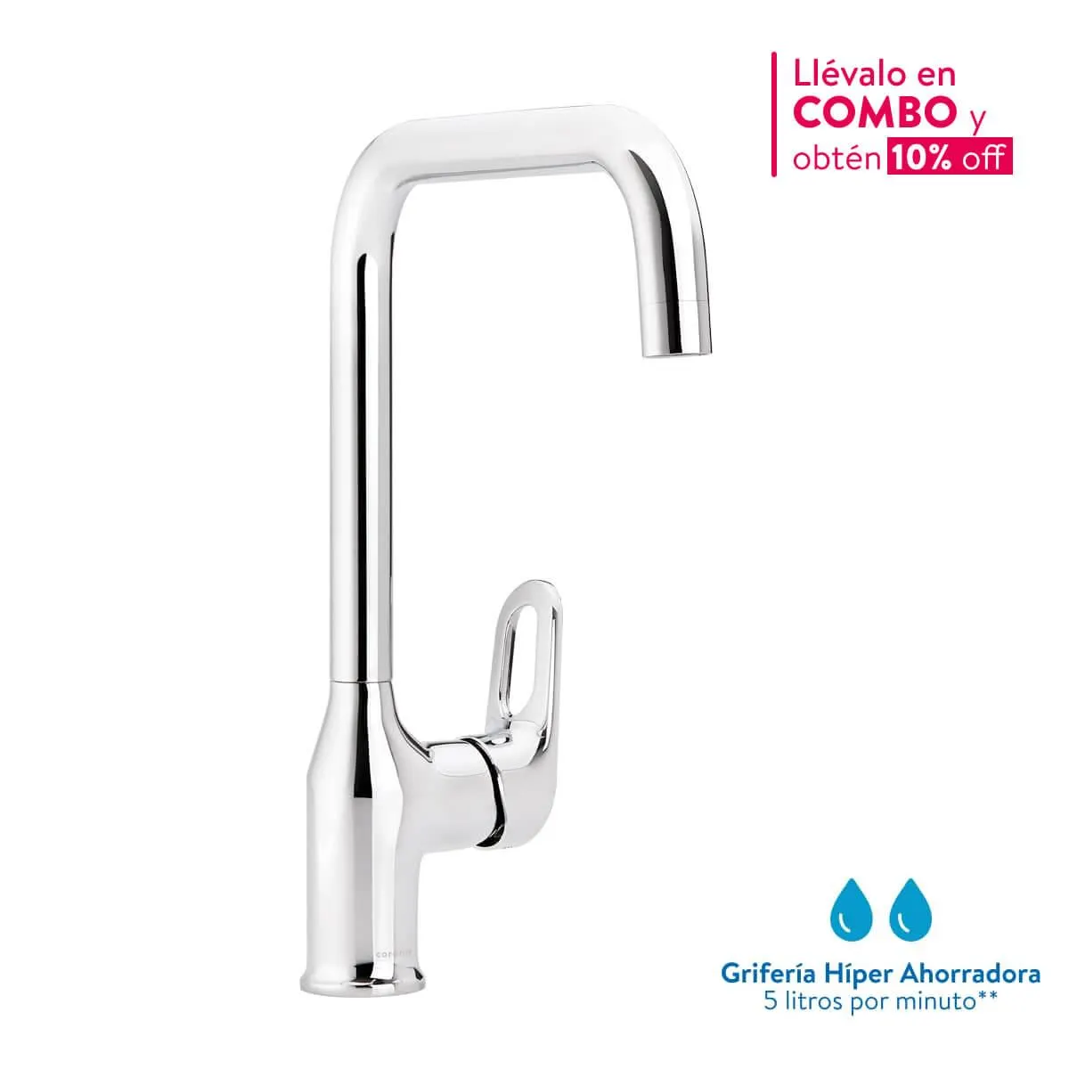 Grifería Ultra Ahorradora para Lavaplatos Monocontrol Koral