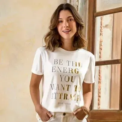 Muba Camiseta manga con guardapolvo estampado localizado marfil S