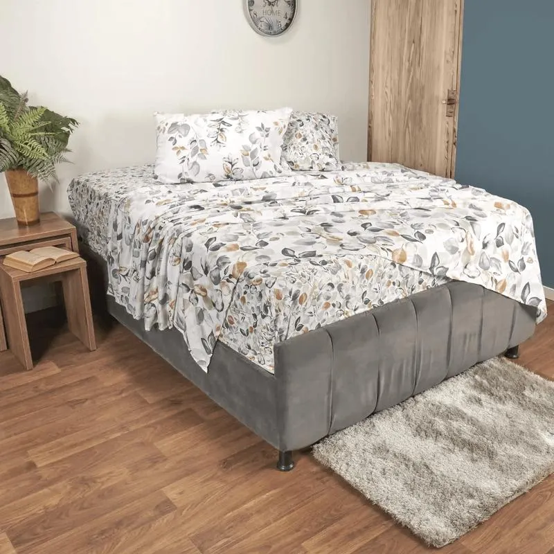 Juego de sábanas microfibra estampado hojarasca