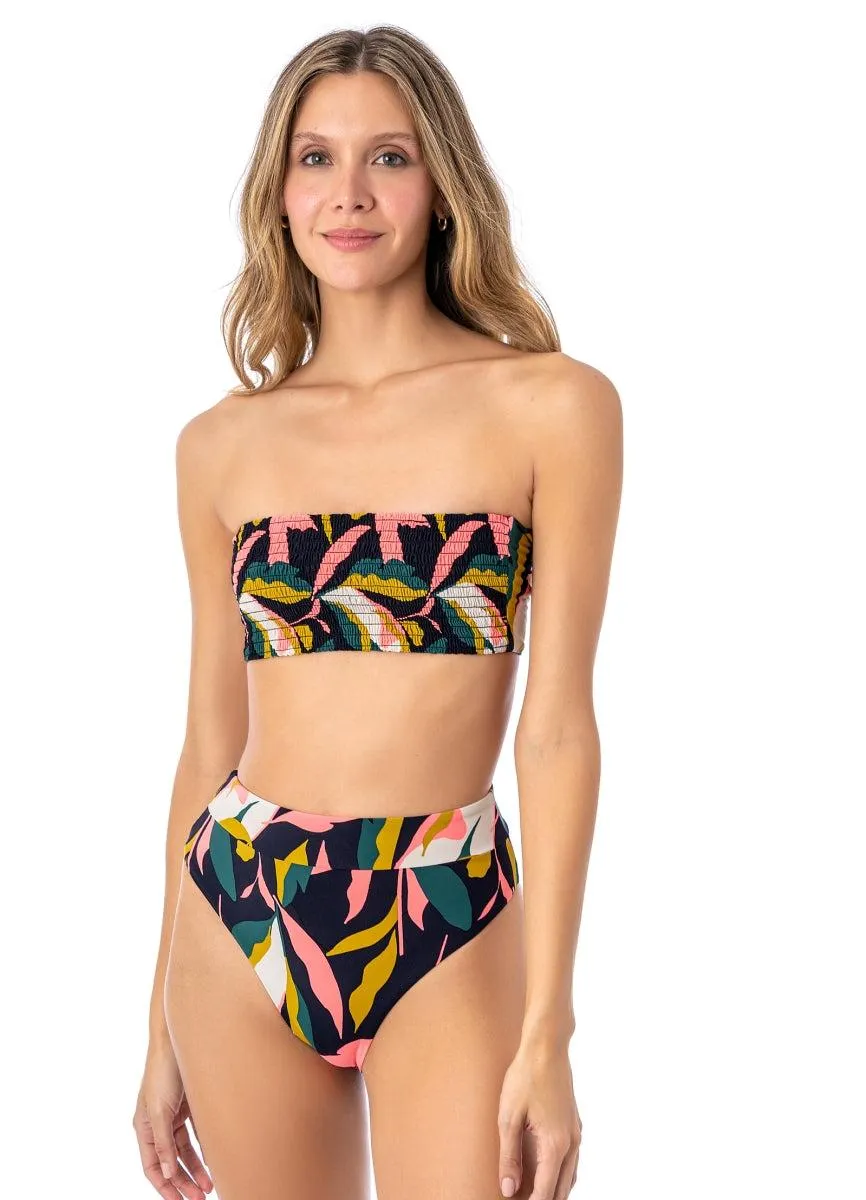 Lush Leaves Artemis Strapless Bandeau Bikini Top