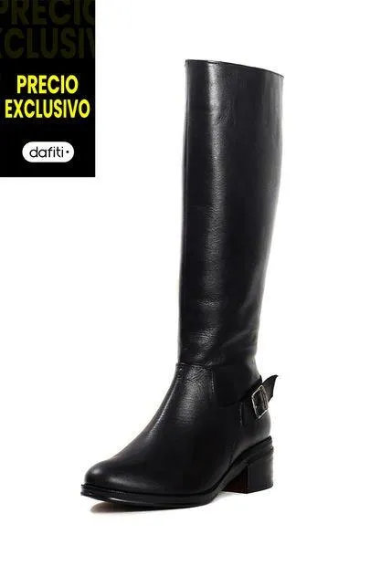Bota Cuero Mujer Negro Ocai Miranda 001