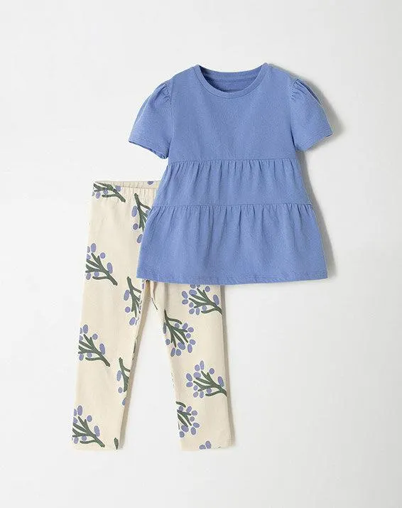 conjunto camiseta + pantalón beca beige estampado 9-12m