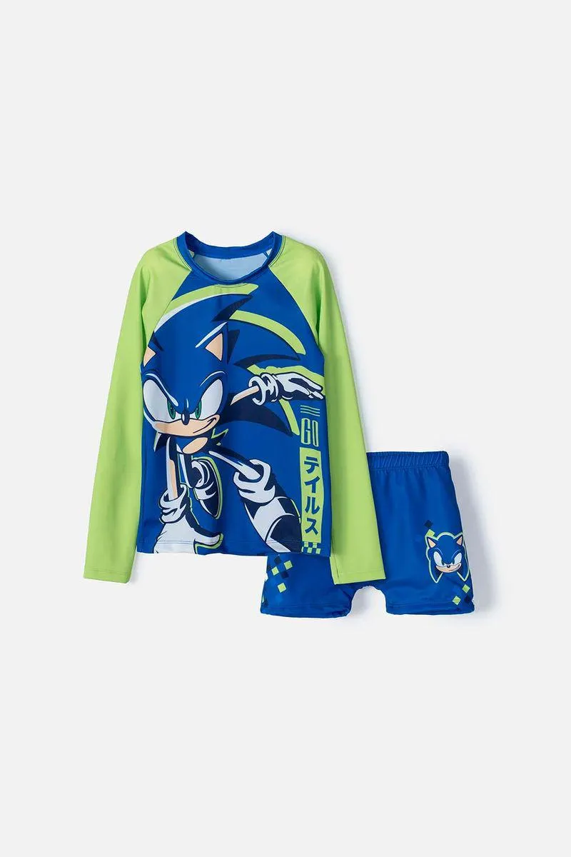 Conjunto de Sonic manga larga azul para niño